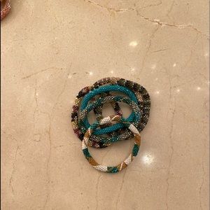 Teal and neutral sashka Nepal bracelets